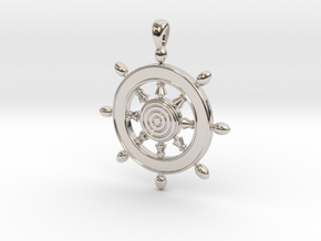 Pendant Captain's Wheel ship in Rhodium Plated Brass