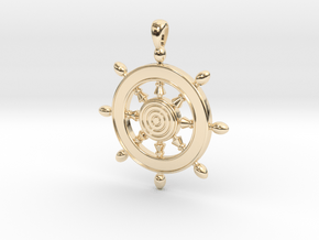 Pendant Captain's Wheel ship in 14k Gold Plated Brass