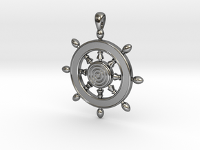 Pendant Captain's Wheel ship in Polished Silver