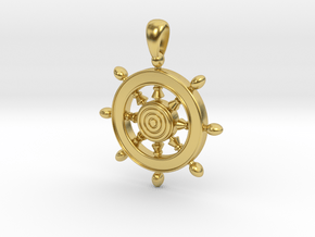 Pendant Captain's Wheel ship small in Polished Brass
