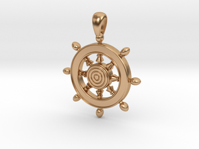 Pendant Captain's Wheel ship small in Polished Bronze