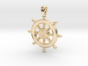 Pendant Captain's Wheel ship small in 14k Gold Plated Brass