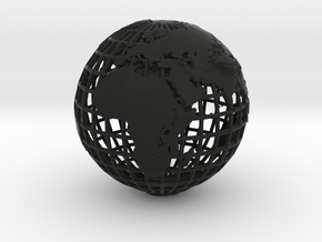earth in mesh with relief in Black Premium Versatile Plastic