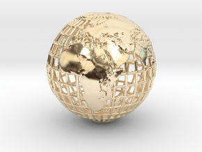 earth in mesh with relief in 14K Yellow Gold