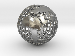 earth in mesh with relief in Natural Silver