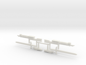 BSG Cylon Weapons (3mm, 4mm, 5mm) in White Natural Versatile Plastic: Small
