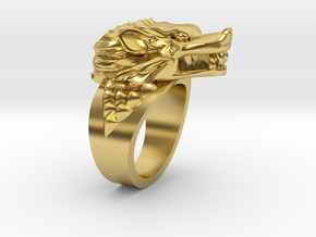 Ring Dire Wolves in Polished Brass