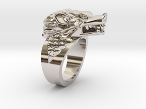 Ring Dire Wolves in Rhodium Plated Brass