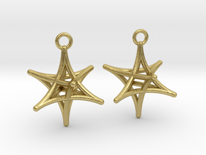 Merkaba Earrings in Natural Brass