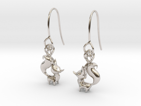 Arctic Fox earring in Rhodium Plated Brass