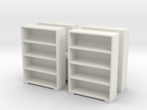 Bookshelf (x4) 1/87 in White Natural Versatile Plastic