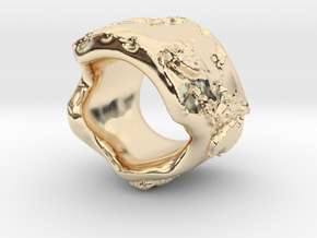 irregular earth ring with relief in 14K Yellow Gold