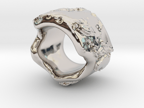 irregular earth ring with relief in Platinum