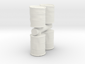 Damaged Oil Barrels (x4) 1/72 in White Natural Versatile Plastic
