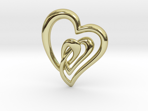 Double Hearts Pendant in 18k Gold Plated Brass