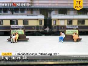 2 Bahnhofsbänke Hamburg Hbf (TT 1:120) in Tan Fine Detail Plastic