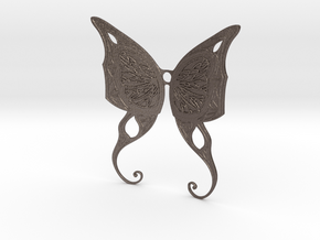 Butterfly Wings Pendant in Polished Bronzed Silver Steel