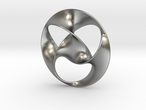 Trefoil pendant (4cm) in Natural Silver