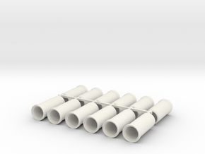 'N Scale' - (12) 30" Concrete Pipe - Straight in White Natural Versatile Plastic
