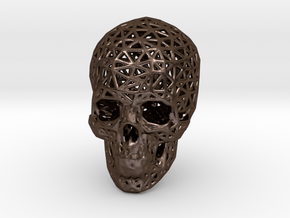 Skull Wireframe in Polished Bronze Steel
