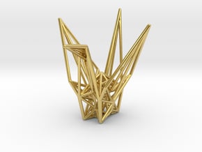 Origami Crane Wireframe in Polished Brass