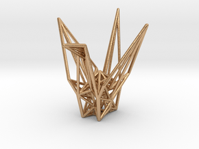 Origami Crane Wireframe in Natural Bronze