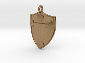Medieval Shield Pet Tag / Pendant in Natural Brass