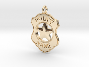 Police Badge Pet Tag / Pendant / Key Fob in 14K Yellow Gold