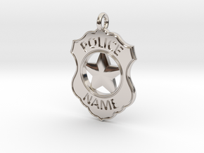 Police Badge Pet Tag / Pendant / Key Fob in Platinum