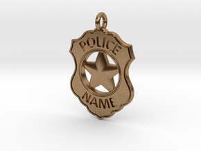 Police Badge Pet Tag / Pendant / Key Fob in Natural Brass