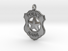Police Badge Pet Tag / Pendant / Key Fob in Natural Silver