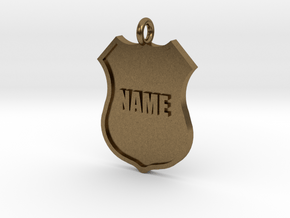 Police Shield Pet Tag / Key Fob in Natural Bronze