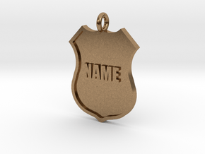 Police Shield Pet Tag / Key Fob in Natural Brass