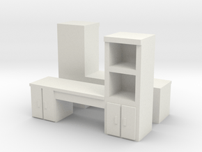 Cabinet Office Desk (x2) 1/100 in White Natural Versatile Plastic