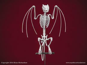 Horned Wyvern Skeleton Perched in White Natural Versatile Plastic