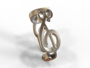 Treble Clef Ring (Size 5)  in Polished Bronzed Silver Steel