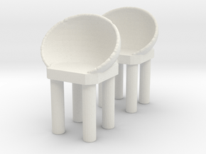 Modern Bar Chair (x2) 1/35 in White Natural Versatile Plastic