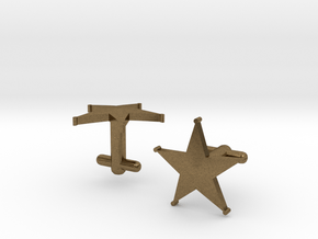 Sheriff's Star Cufflinks (1) Silver,Brass, or Gold in Natural Bronze