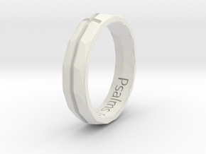 Ring with engraved Cross and bible verse in White Natural Versatile Plastic: 4 / 46.5