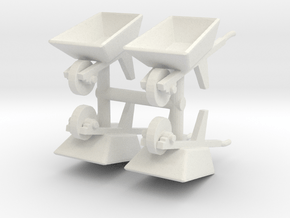 Wheelbarrow (x4) 1/64 in White Natural Versatile Plastic