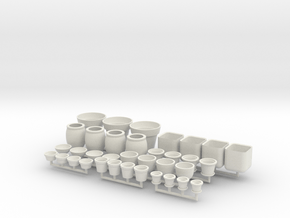 Flower Pots Ver01. 1:24 Scale in White Natural Versatile Plastic