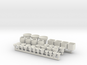 Flower Pots Ver01. 1:48 Scale (O) in White Natural Versatile Plastic