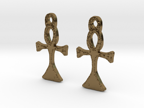 :Simple Ankh: Earrings in Polished Bronze