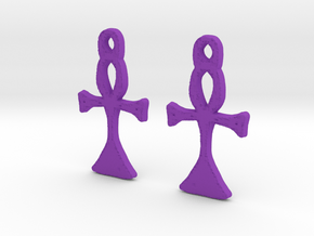:Simple Ankh: Earrings in Purple Processed Versatile Plastic