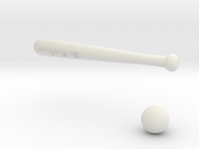 Baseball bat & ball in White Natural Versatile Plastic