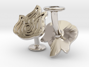 Fire Element Cufflinks (Avatar the Last Airbender) in Rhodium Plated Brass