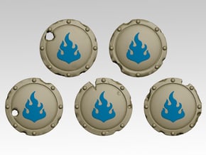 Flame 1 Round Shields x40 in Smooth Fine Detail Plastic