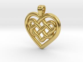 Heart in heart [pendant] in Polished Brass