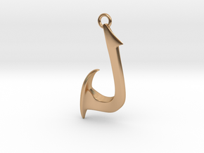 Cosplay Charm - Fish Hook (curved with hoop) in Polished Bronze
