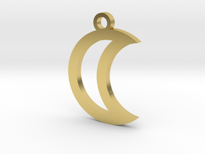 Moon Charm (style 1) in Polished Brass